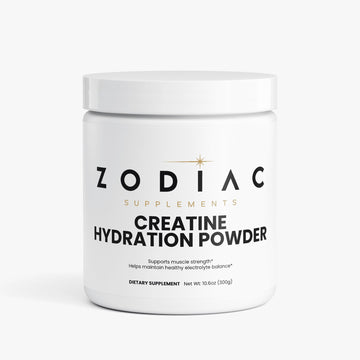 Zodiac Supplements Creatine Hydration Powder container with electrolytes for muscle strength and hydration