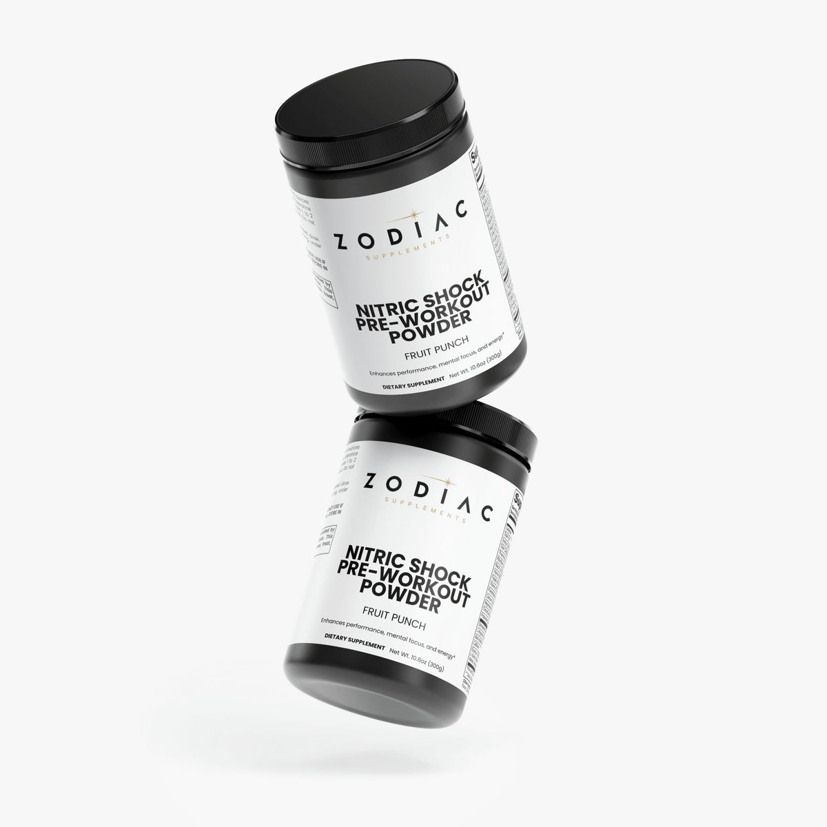 Nitric Shock Pre-Workout Powder Fruit Punch containers showcasing energy and performance benefits.