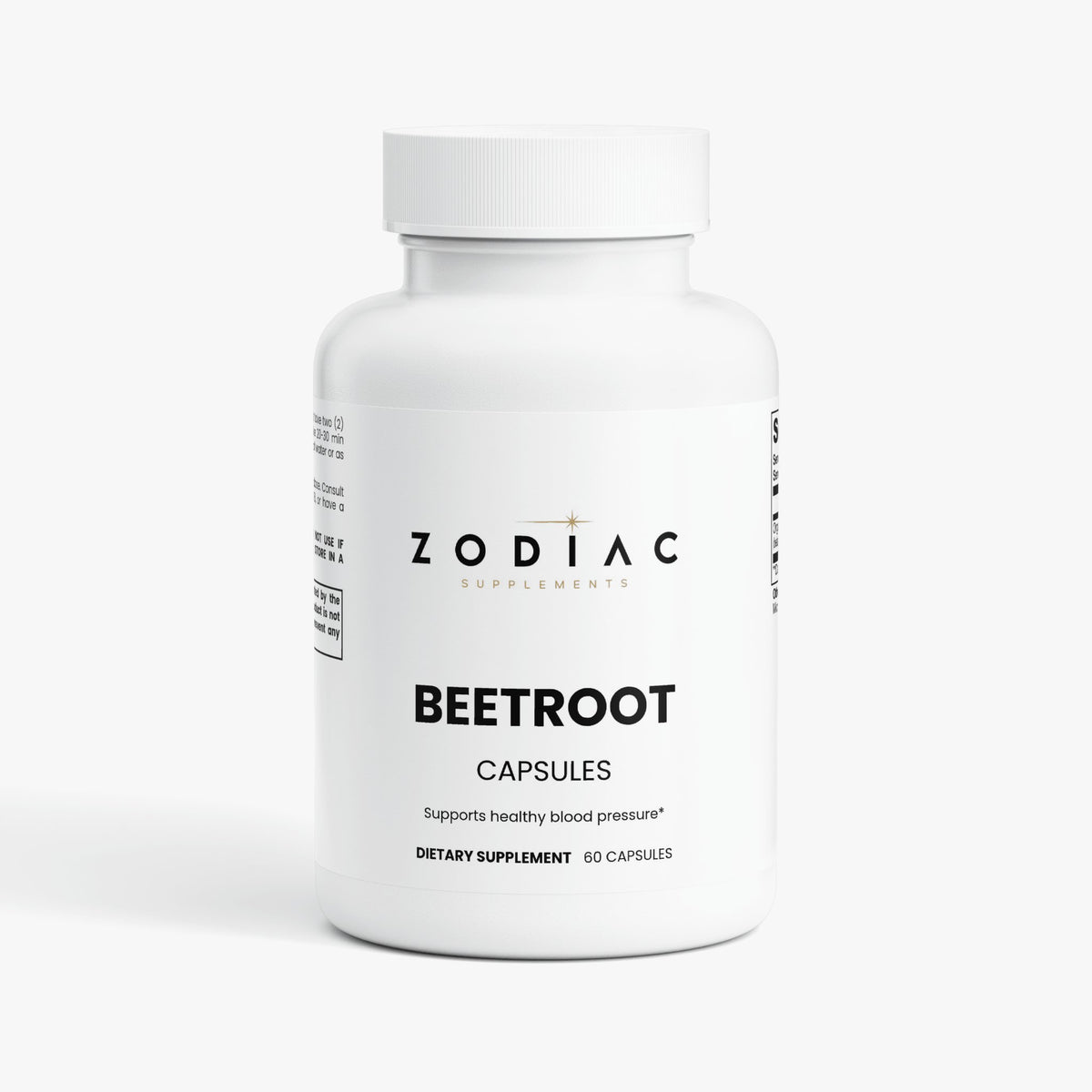 Beetroot Capsules bottle for supporting healthy blood pressure and circulation in a dietary supplement.