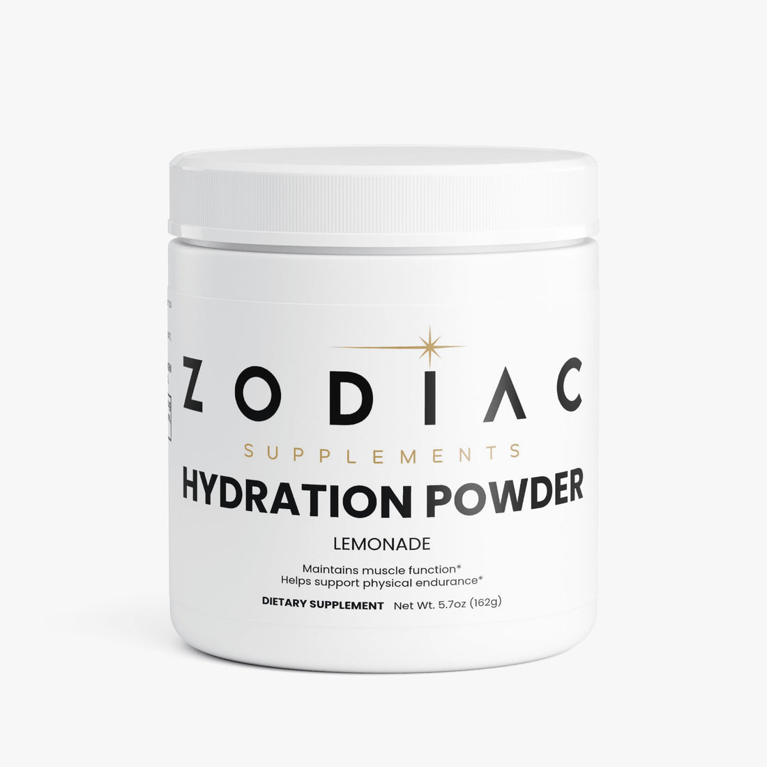 Hydration Powder Lemonade supplement container promoting muscle function and endurance.