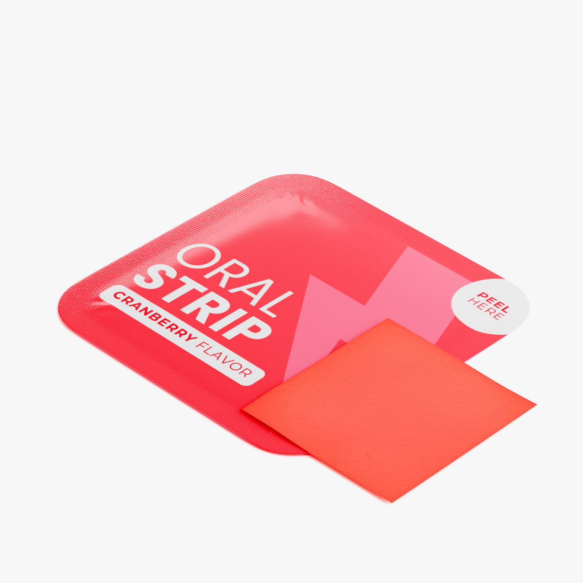 Energy Strips cranberry flavor oral strip package with a red strip for quick energy support.