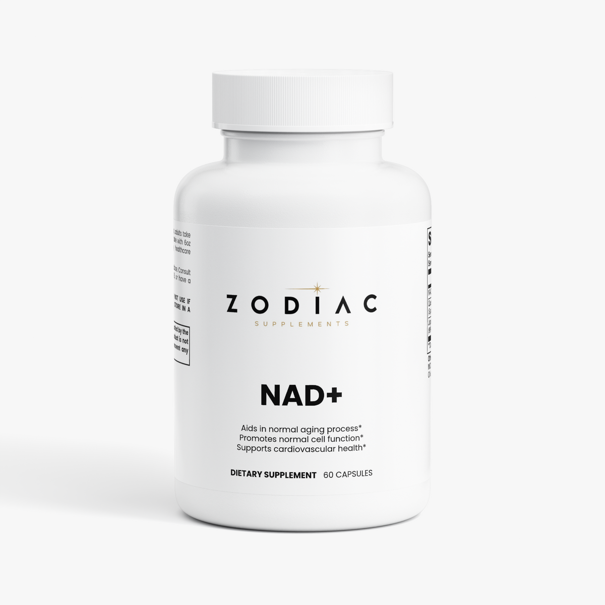 Zodiac Supplements NAD+ bottle, aids normal aging, supports cardiovascular health, 60 capsules