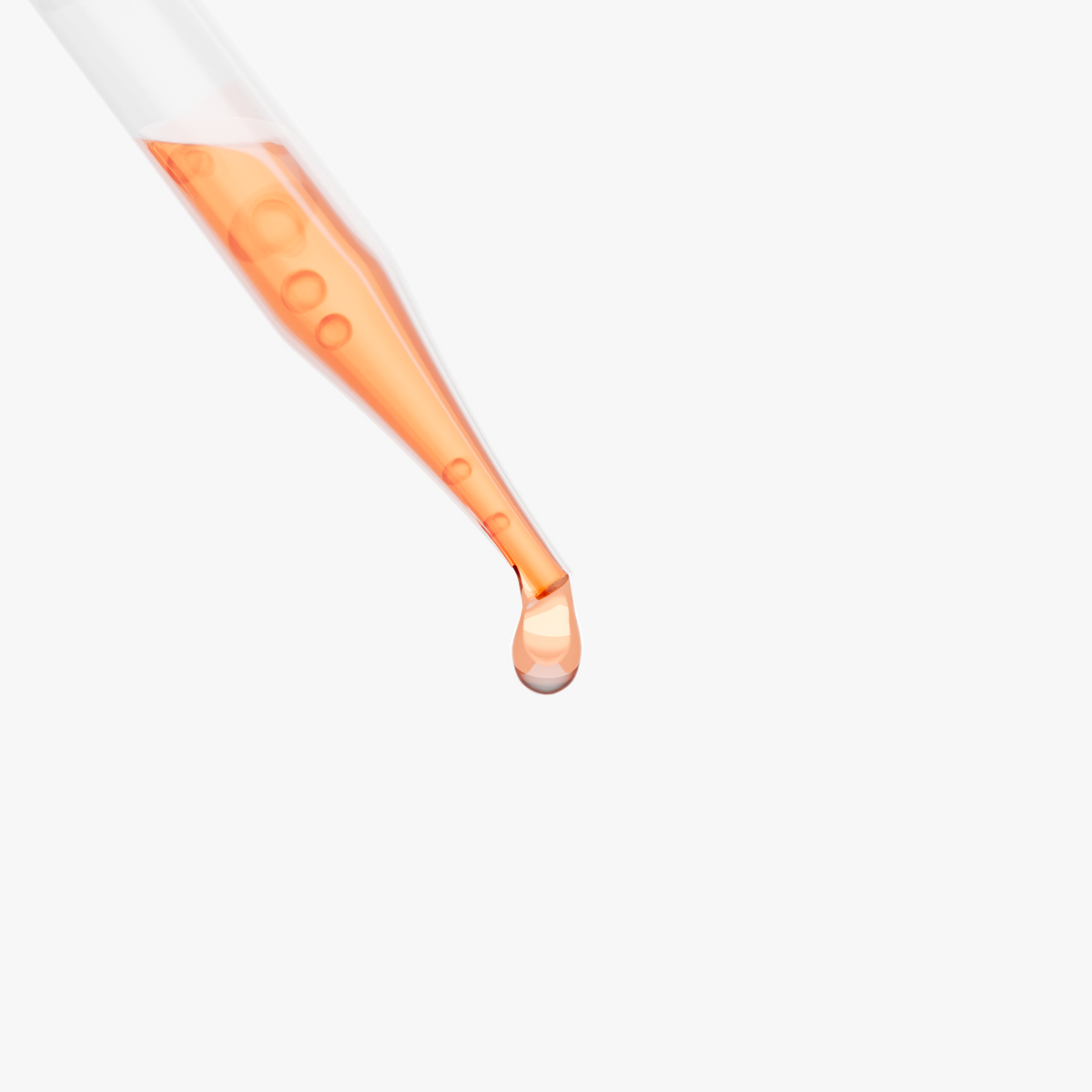 Mushroom Energy & Cognition Drops in a dropper, showcasing bright orange liquid for cognitive support.
