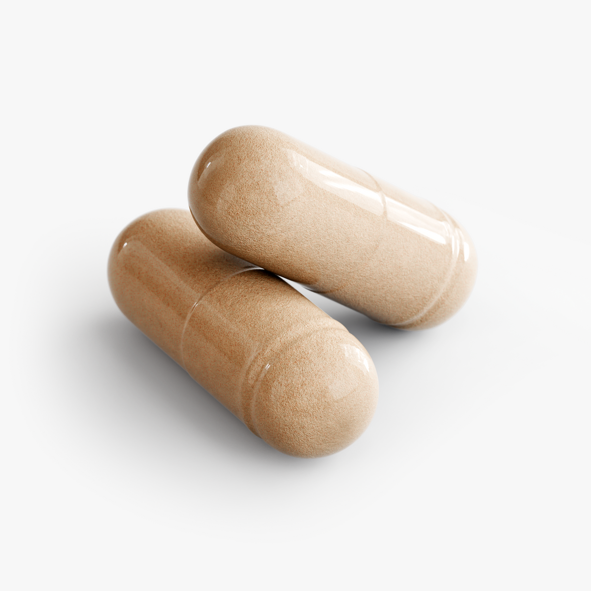 Mushroom Complex 10 X dietary supplement capsules in a stacked position.