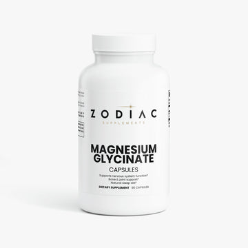 Magnesium Glycinate capsules from Zodiac Supplements for nerve function and muscle health support.
