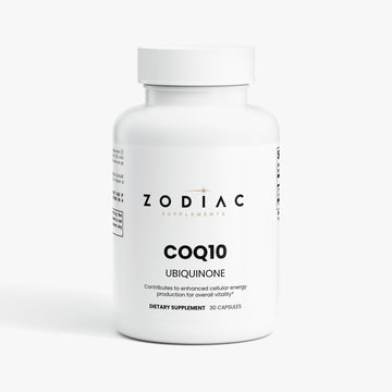 CoQ10 Ubiquinone dietary supplement bottle designed to enhance cellular energy and overall vitality.