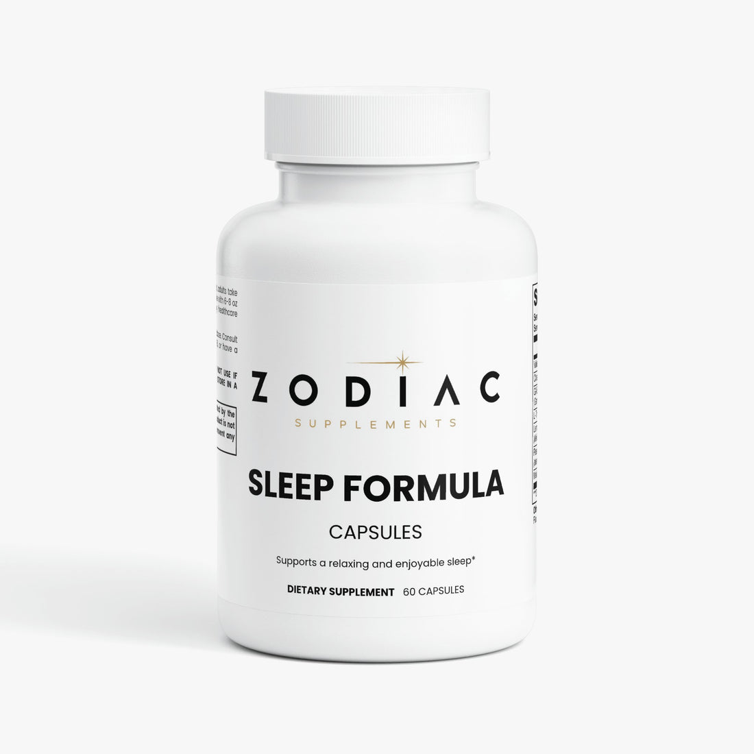 Zodiac Sleep Formula dietary supplement capsules designed for restful and rejuvenating sleep.