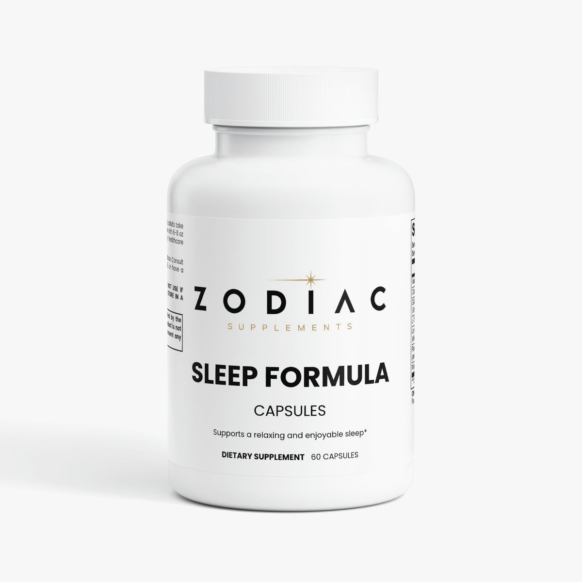 Zodiac Sleep Formula dietary supplement capsules designed for restful and rejuvenating sleep.