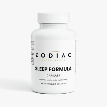 Zodiac Sleep Formula dietary supplement capsules designed for restful and rejuvenating sleep.