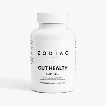 Zodiac Supplements Gut Health capsules for digestive health and normal bowel movements.