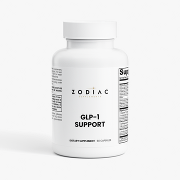 GLP-1 Support dietary supplement bottle for digestive comfort and nutrient intake.