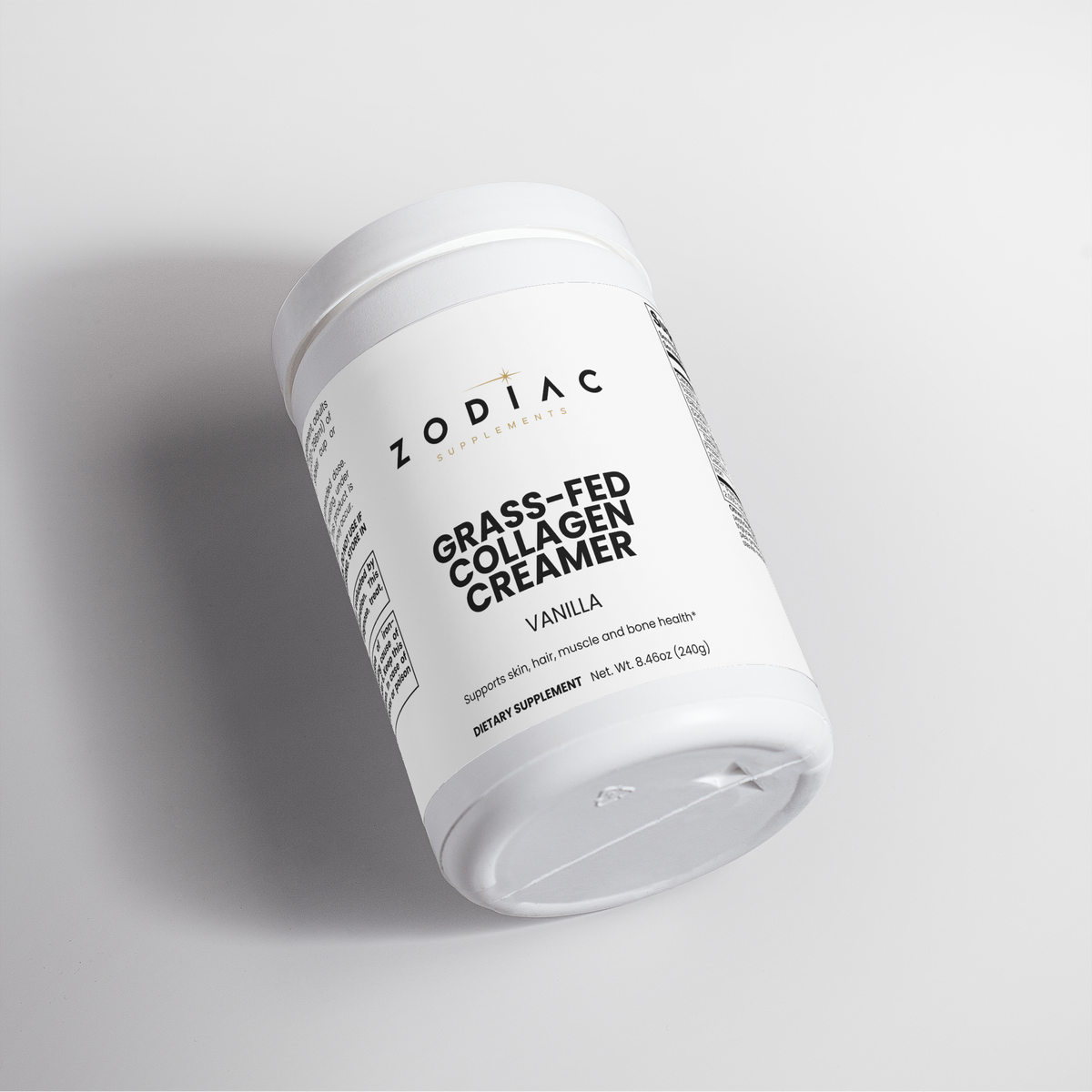 Grass-Fed Collagen Creamer Vanilla container on a white background.