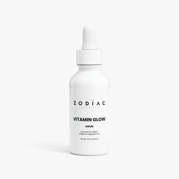 Vitamin Glow Serum bottle by Zodiac Supplements for hydrated, glowing skin.