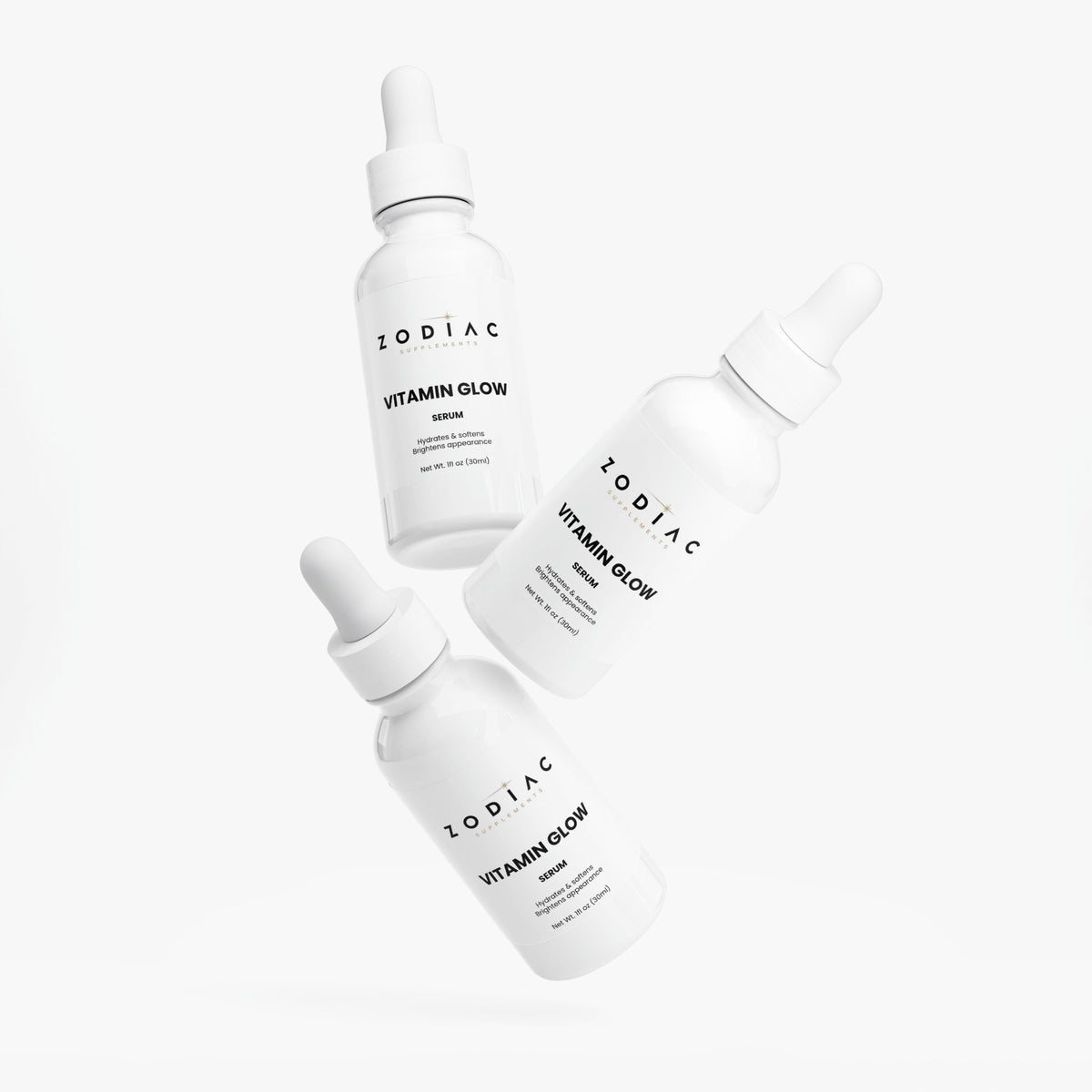 Vitamin Glow Serum bottles showcasing a lightweight formula for a healthy skin glow.