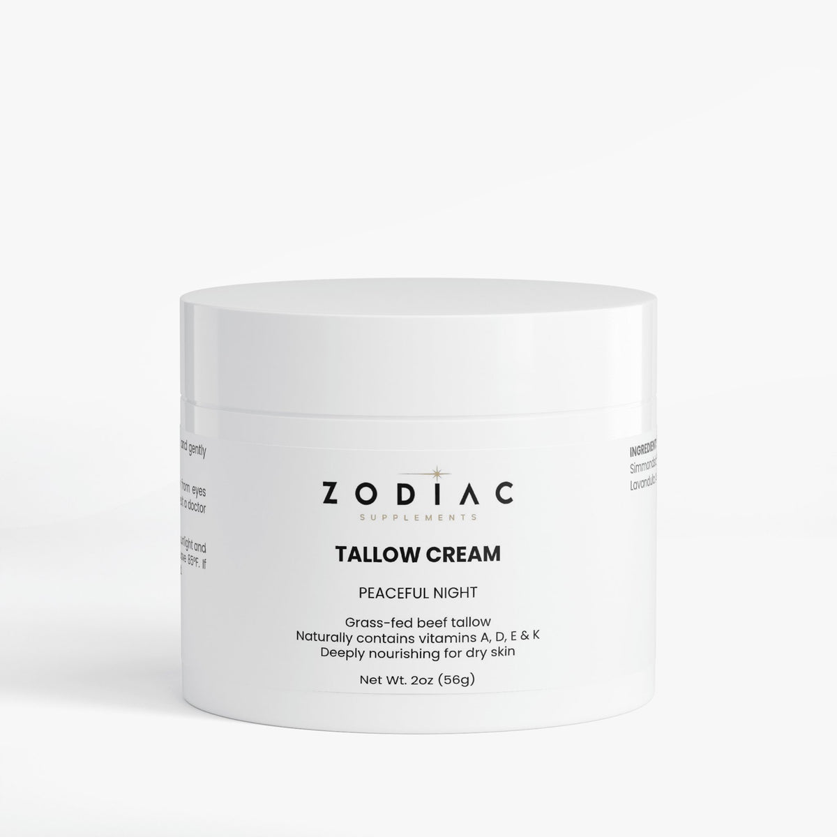Tallow Cream Peaceful Night - Grass-fed tallow for deep hydration and nourishment for dry skin.