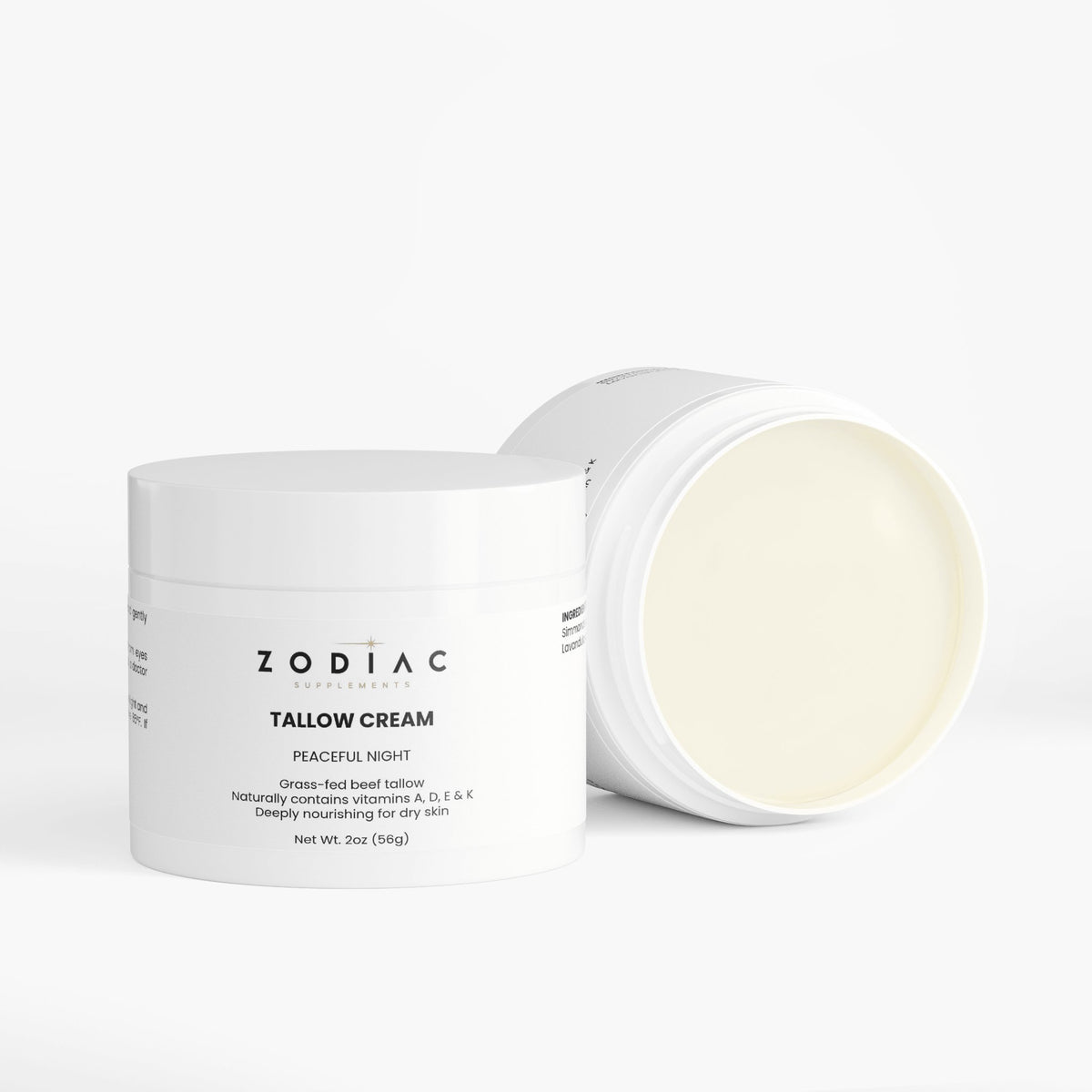 Tallow Cream Peaceful Night in a cosmetic jar, showcasing its nourishing properties for dry skin.