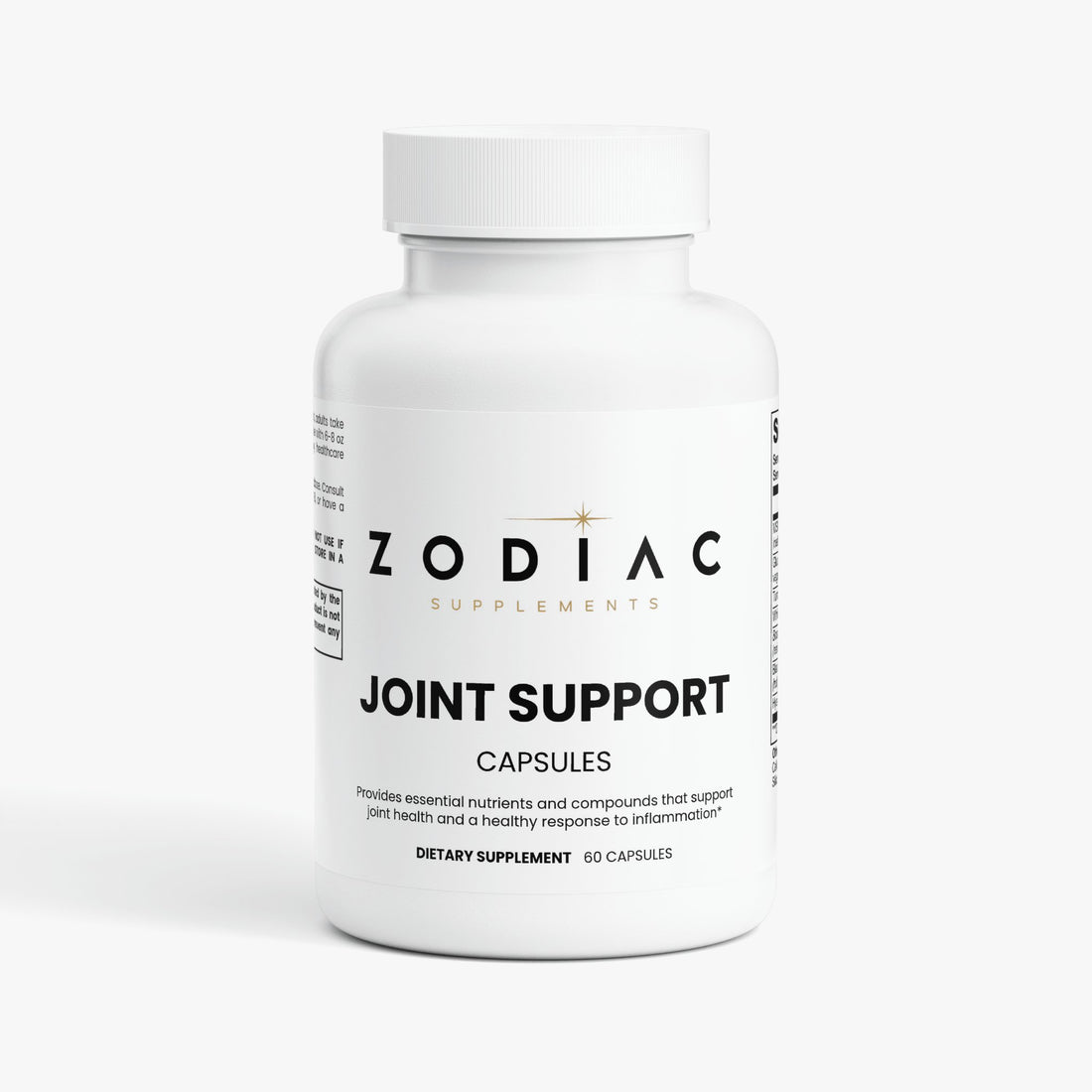 Zodiac Supplements Joint Support capsules featuring essential nutrients for joint health.