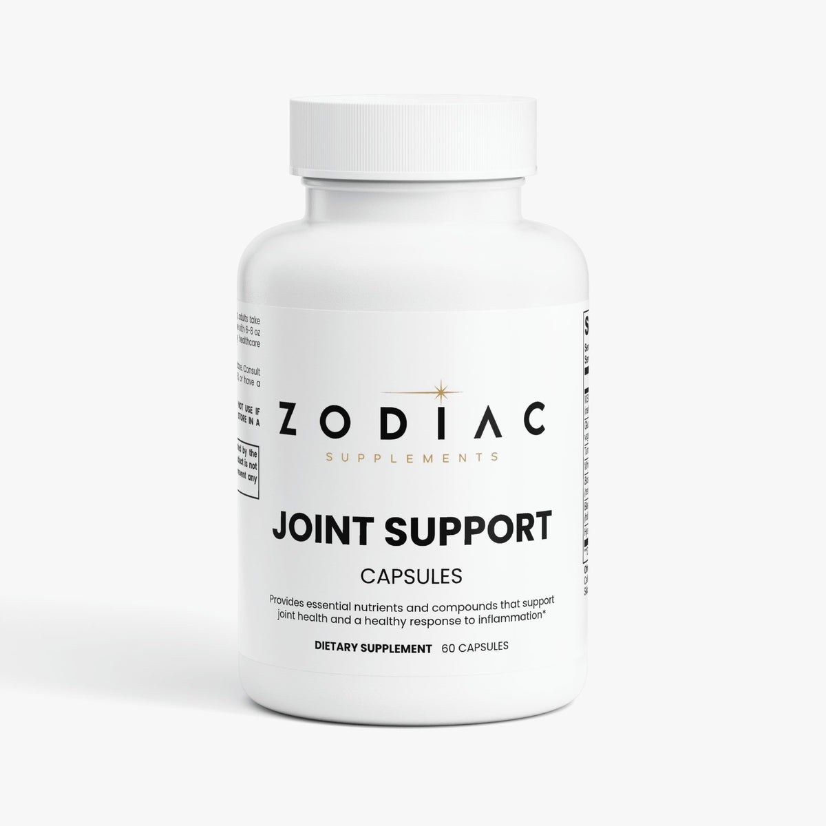 Zodiac Supplements Joint Support capsules featuring essential nutrients for joint health.