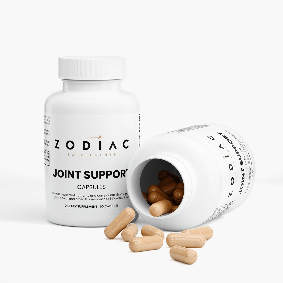 Zodiac Supplements Joint Support capsules promoting joint health and flexibility in a clean product image.