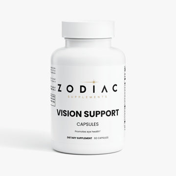 Zodiac Supplements Vision Support bottle with 60 capsules for promoting eye health.