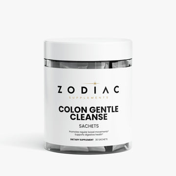 Colon Gentle Cleanse dietary supplement in sachets for digestive health and regular bowel movements.
