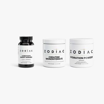 Zodiac Energy & Performance Stack: Cordyceps Energy Gummies, Creatine Monohydrate, Hydration Powder (Lemonade)