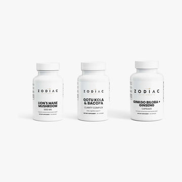 Zodiac Focus Stack: Lion's Mane Mushroom, Gotu Kola & Bacopa Clarity Complex, Ginkgo Biloba + Ginseng