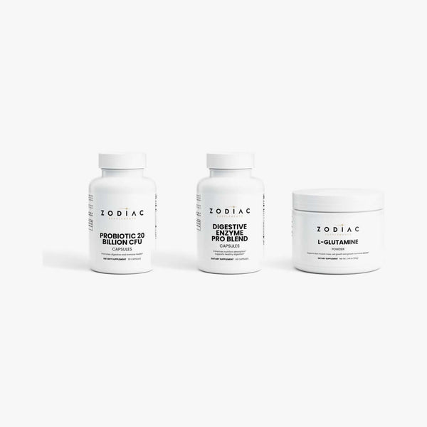 Zodiac Gut Stack: Probiotic 20 Billion, Digestive Enzyme Pro Blend, L-Glutamine